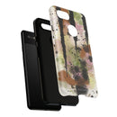 Watercolor Ink Splash Tough Phone Case — Abstract Olive, Blush & Charcoal Protective Cover