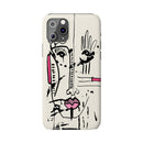 Abstract Face Line Art Slim Phone Case | Minimal Pink Accent