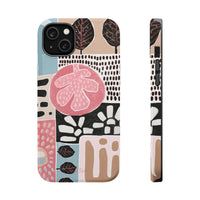 Abstract Floral Magnetic Phone Case — Impact-Resistant Protective Cover with Pink & Teal Collage Design