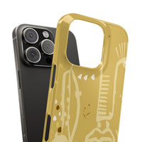 Abstract Line Face Slim Phone Case | Minimalist Art, Mustard Yellow