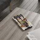 Watercolor Ink Splash Tough Phone Case — Abstract Olive, Blush & Charcoal Protective Cover