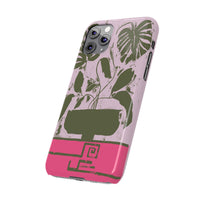 Slim Phone Case — Retro Monstera Plant Pink Green Botanical Design