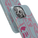 Abstract Line Face Slim Phone Case | Minimalist Portrait, Dusty Blue & Rose
