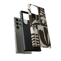 Floral Block Print Tough Phone Case — Black & White Botanical Protective Cover