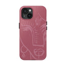 Abstract Line Face Tough Phone Case | Blush Pink Minimalist Art