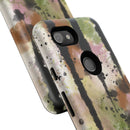 Watercolor Ink Splash Tough Phone Case — Abstract Olive, Blush & Charcoal Protective Cover