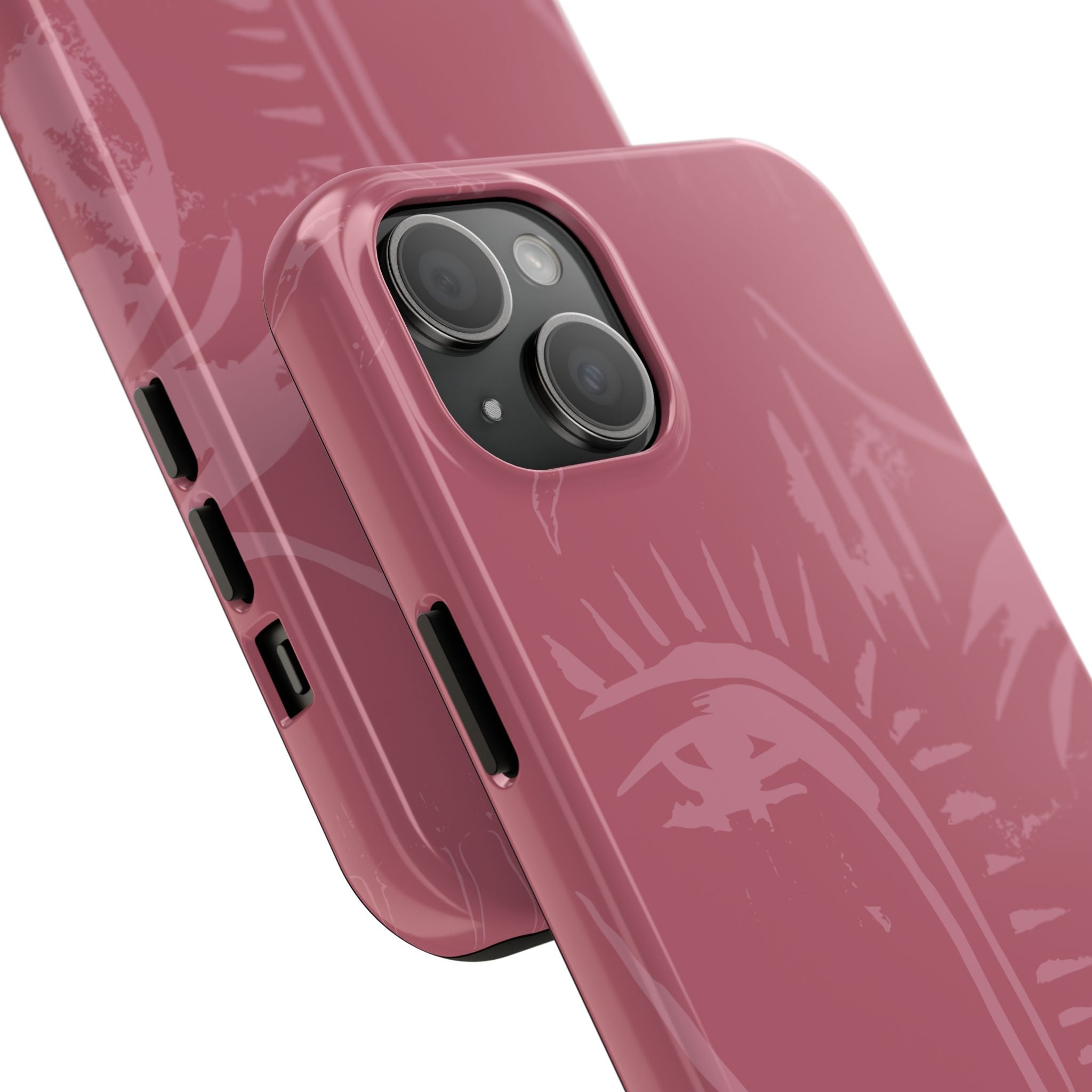 Abstract Line Face Tough Phone Case | Blush Pink Minimalist Art
