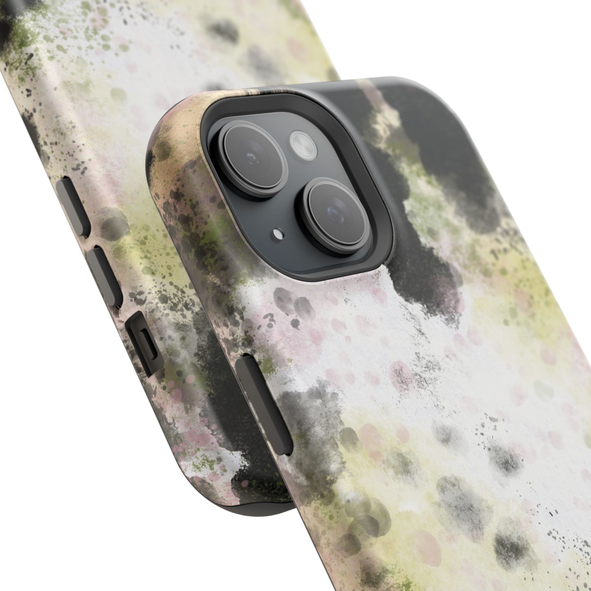 Watercolor Moss Phone Case — Impact‑Resistant Magnetic iPhone Cover