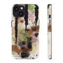 Watercolor Ink Splash Tough Phone Case — Abstract Olive, Blush & Charcoal Protective Cover