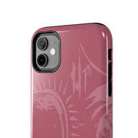 Abstract Line Face Tough Phone Case | Blush Pink Minimalist Art