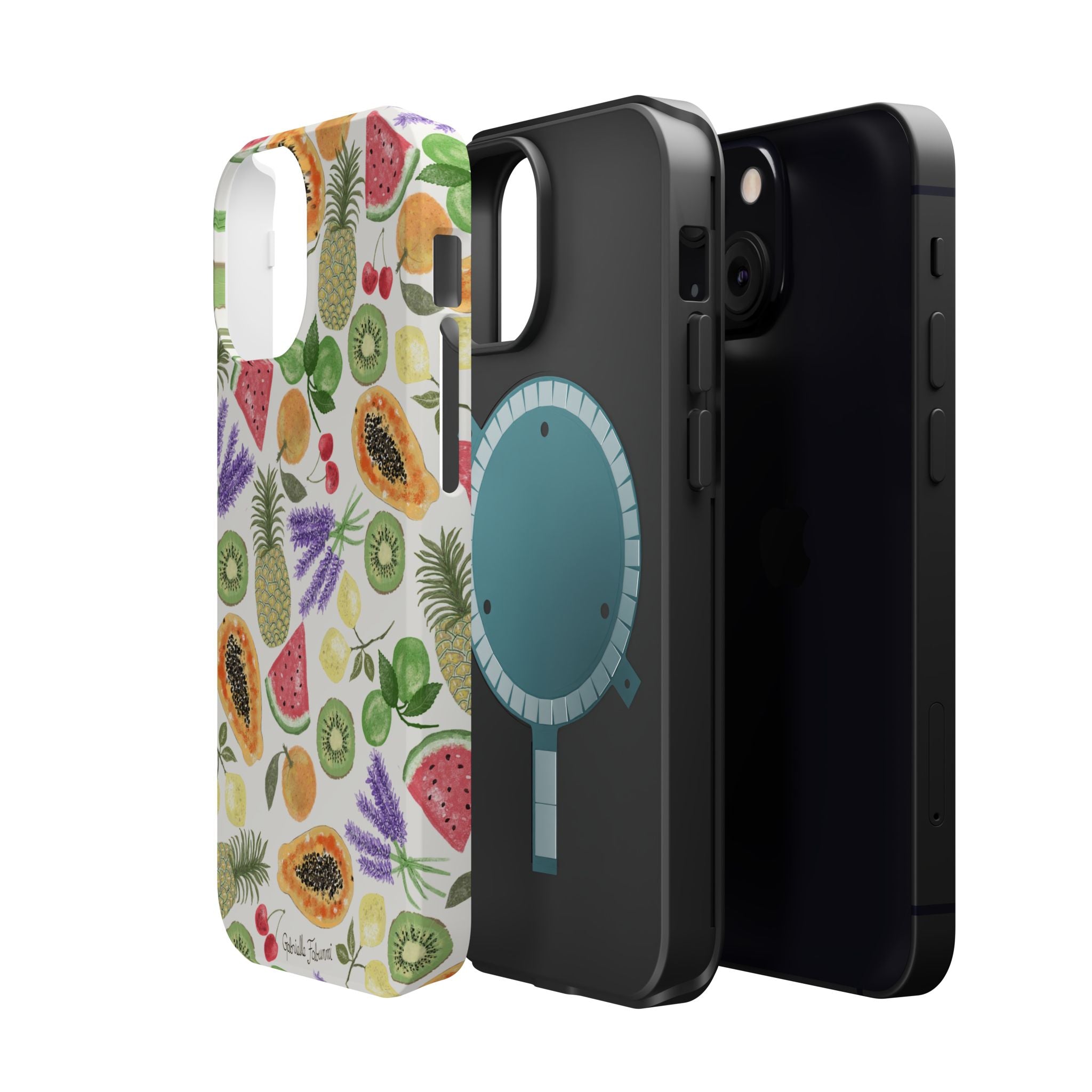 Tropical Fruit Magnetic Impact Phone Case — Watercolor Kiwi, Papaya & Watermelon