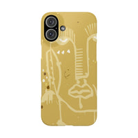 Abstract Line Face Slim Phone Case | Minimalist Art, Mustard Yellow