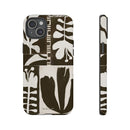 Floral Block Print Tough Phone Case — Black & White Botanical Protective Cover