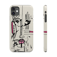 Abstract Face Line Art Slim Phone Case | Minimal Pink Accent