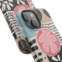 Abstract Floral Magnetic Phone Case — Impact-Resistant Protective Cover with Pink & Teal Collage Design