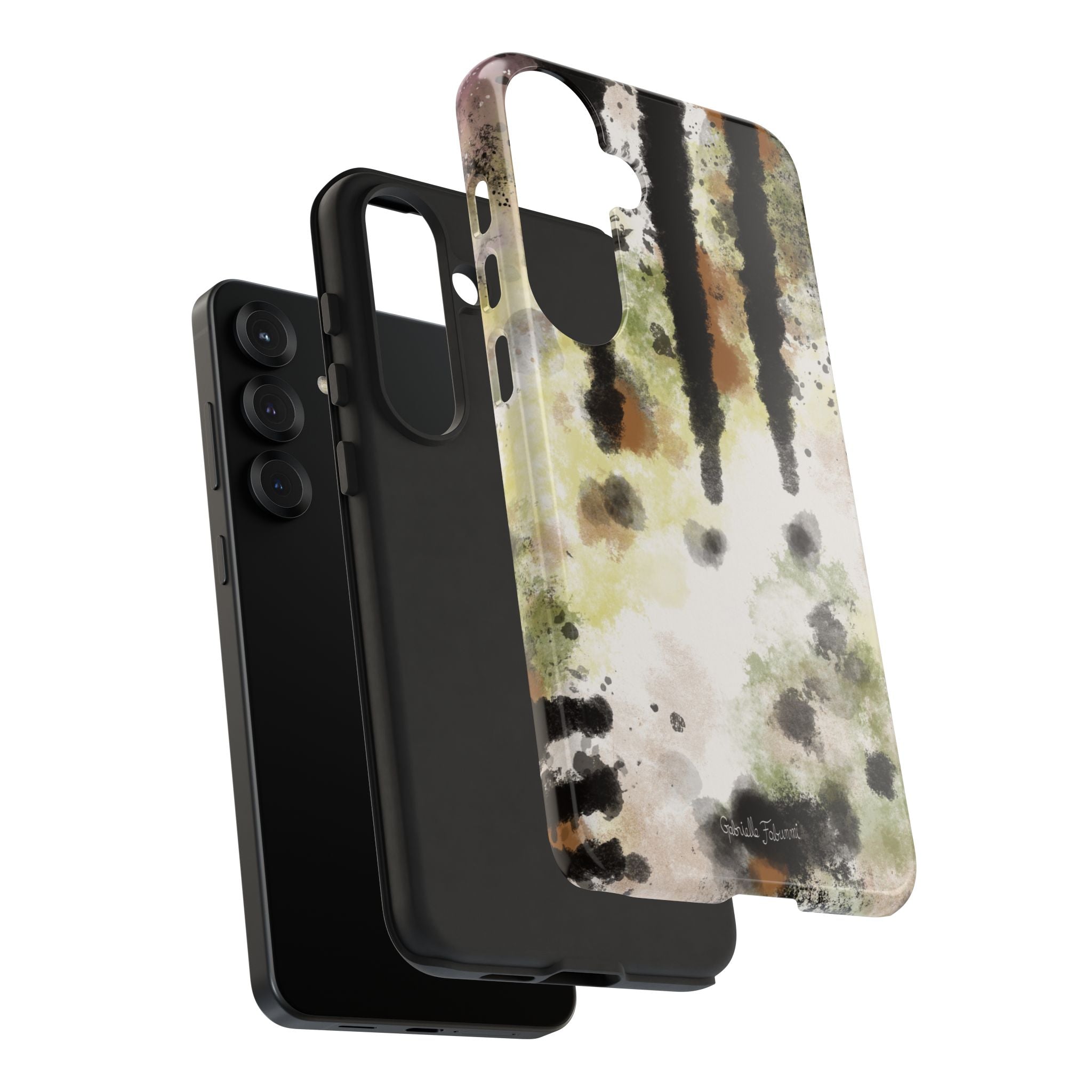 Abstract Camouflage Tough Phone Case — Watercolor Drip Design