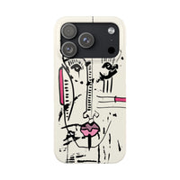 Abstract Face Line Art Slim Phone Case | Minimal Pink Accent
