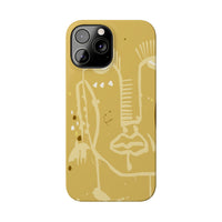 Abstract Line Face Slim Phone Case | Minimalist Art, Mustard Yellow