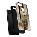 Watercolor Ink Splash Tough Phone Case — Abstract Olive, Blush & Charcoal Protective Cover