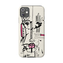Abstract Face Line Art Slim Phone Case | Minimal Pink Accent