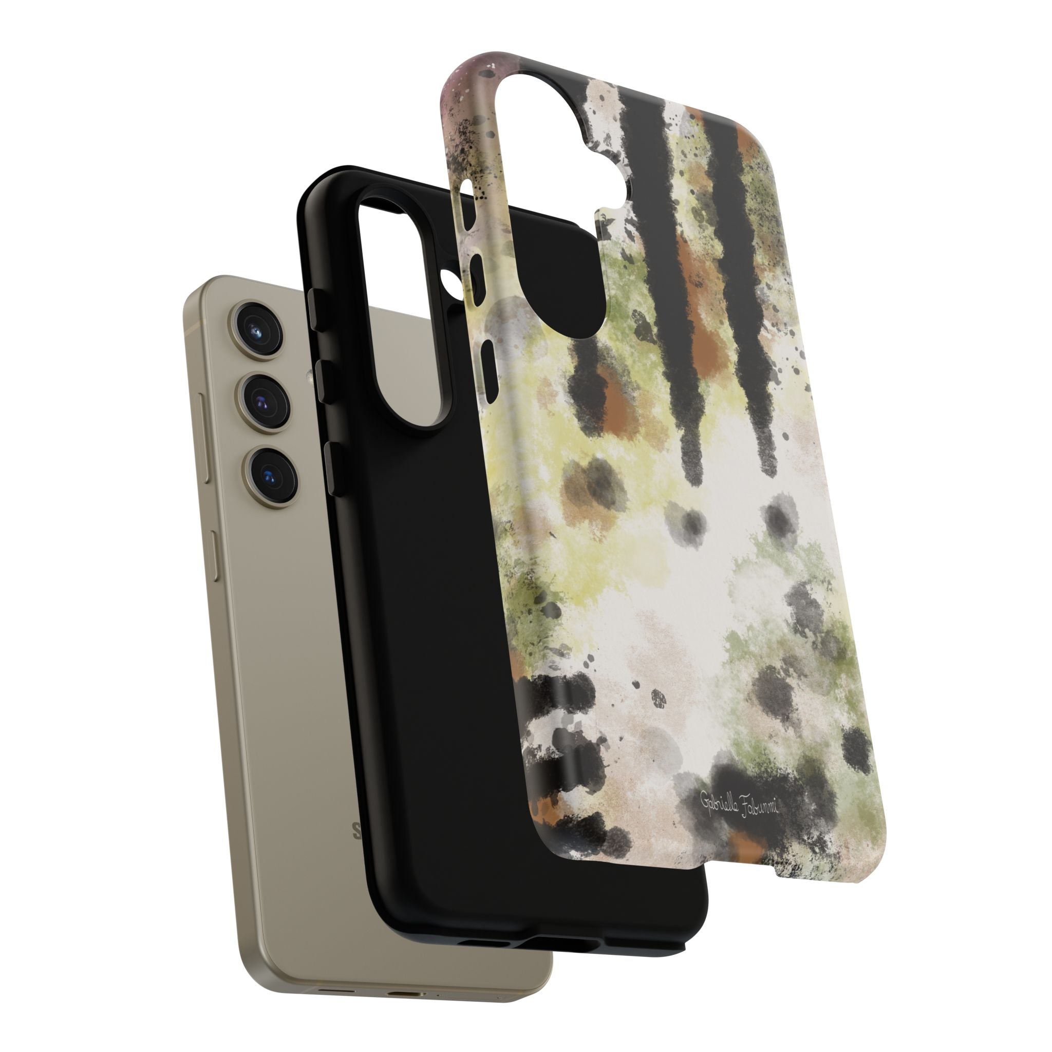 Abstract Camouflage Tough Phone Case — Watercolor Drip Design