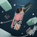 Abstract Floral Magnetic Phone Case — Impact-Resistant Protective Cover with Pink & Teal Collage Design