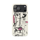 Abstract Face Line Art Slim Phone Case | Minimal Pink Accent