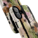 Watercolor Ink Splash Tough Phone Case — Abstract Olive, Blush & Charcoal Protective Cover