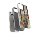 Watercolor Ink Splash Tough Phone Case — Abstract Olive, Blush & Charcoal Protective Cover