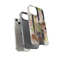 Watercolor Ink Splash Tough Phone Case — Abstract Olive, Blush & Charcoal Protective Cover