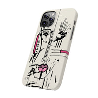Abstract Face Line Art Slim Phone Case | Minimal Pink Accent