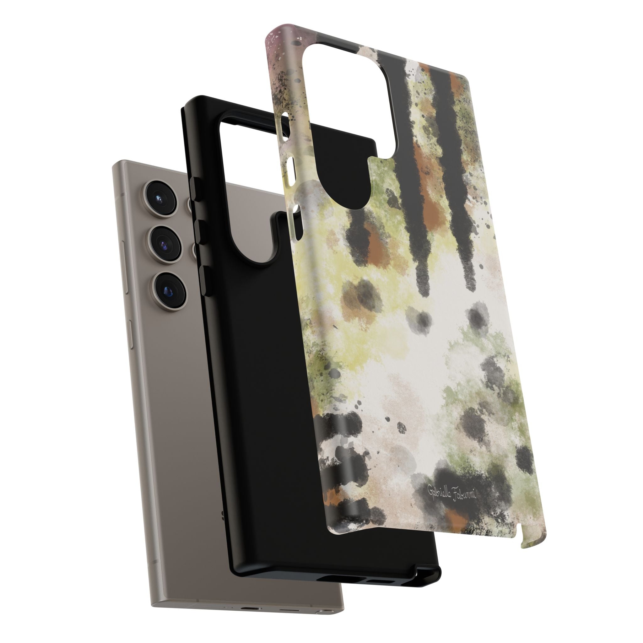 Abstract Camouflage Tough Phone Case — Watercolor Drip Design