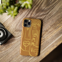 Abstract Face Line Art Slim Phone Case | Minimalist Brown Sketch