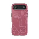 Abstract Line Face Tough Phone Case | Blush Pink Minimalist Art