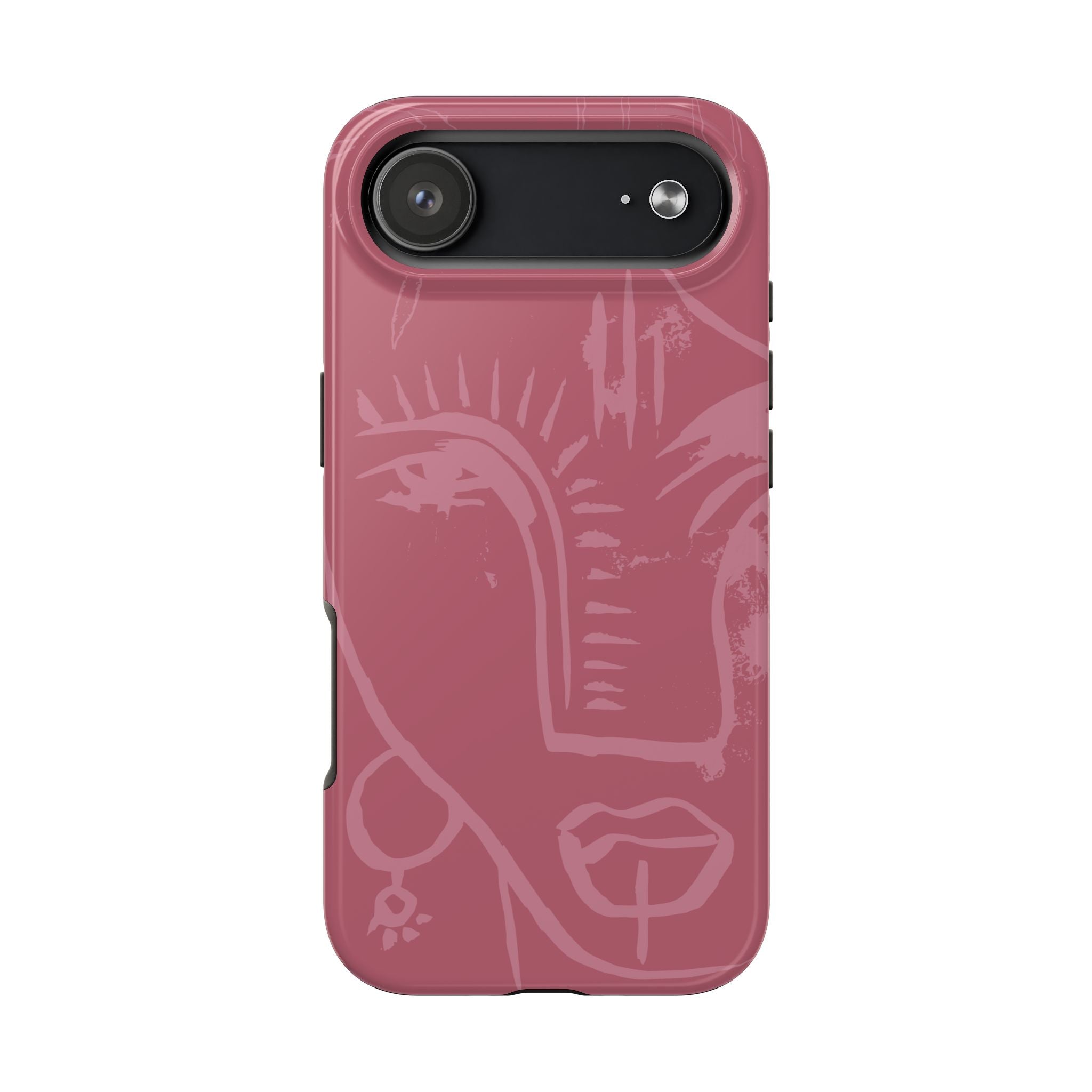 Abstract Line Face Tough Phone Case | Blush Pink Minimalist Art
