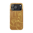 Abstract Face Line Art Slim Phone Case | Minimalist Brown Sketch