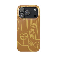 Abstract Face Line Art Slim Phone Case | Minimalist Brown Sketch