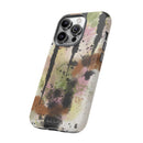 Watercolor Ink Splash Tough Phone Case — Abstract Olive, Blush & Charcoal Protective Cover