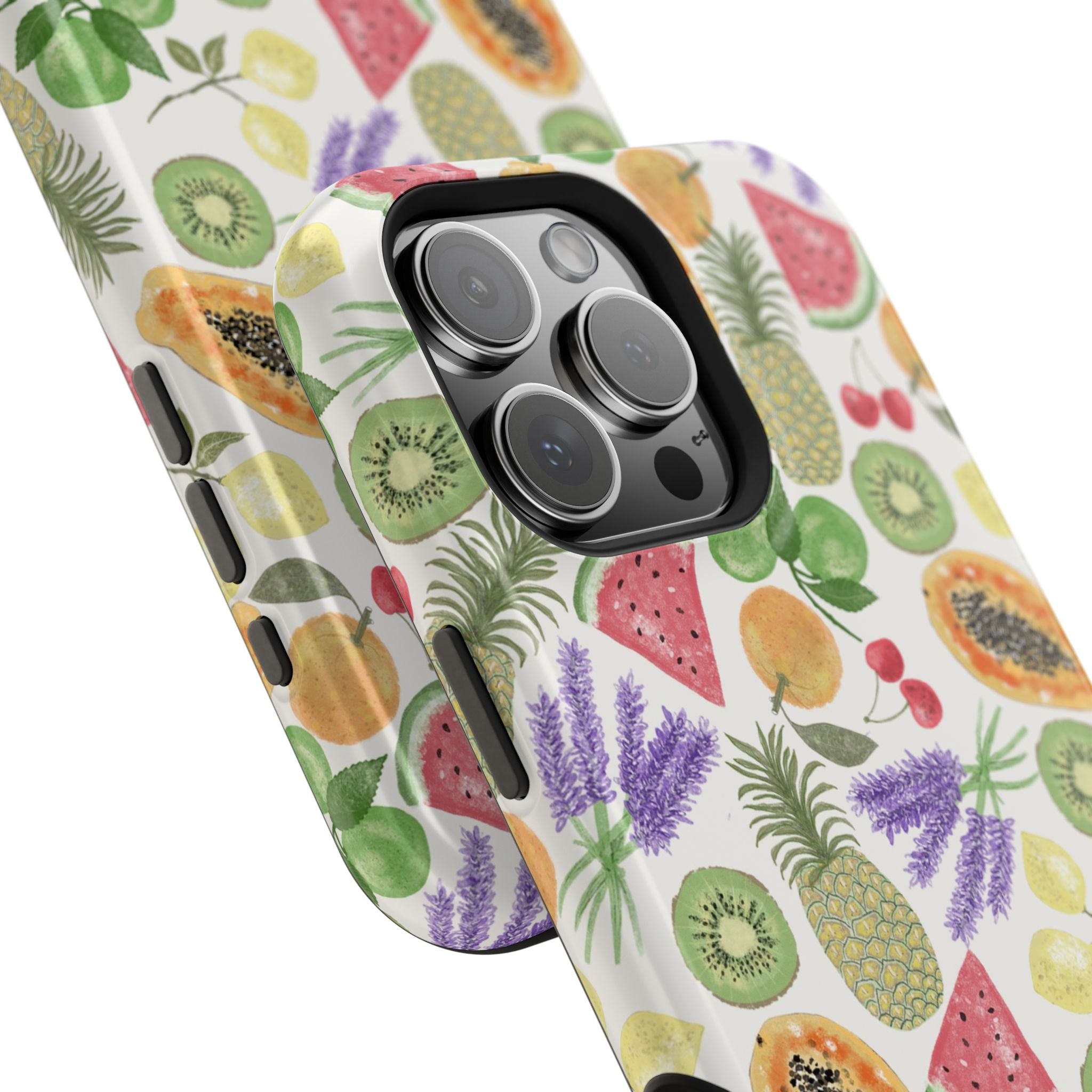 Tropical Fruit Magnetic Impact Phone Case — Watercolor Kiwi, Papaya & Watermelon