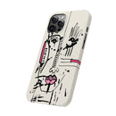Abstract Face Line Art Slim Phone Case | Minimal Pink Accent