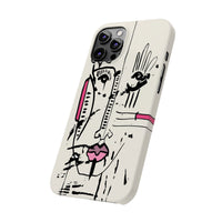 Abstract Face Line Art Slim Phone Case | Minimal Pink Accent