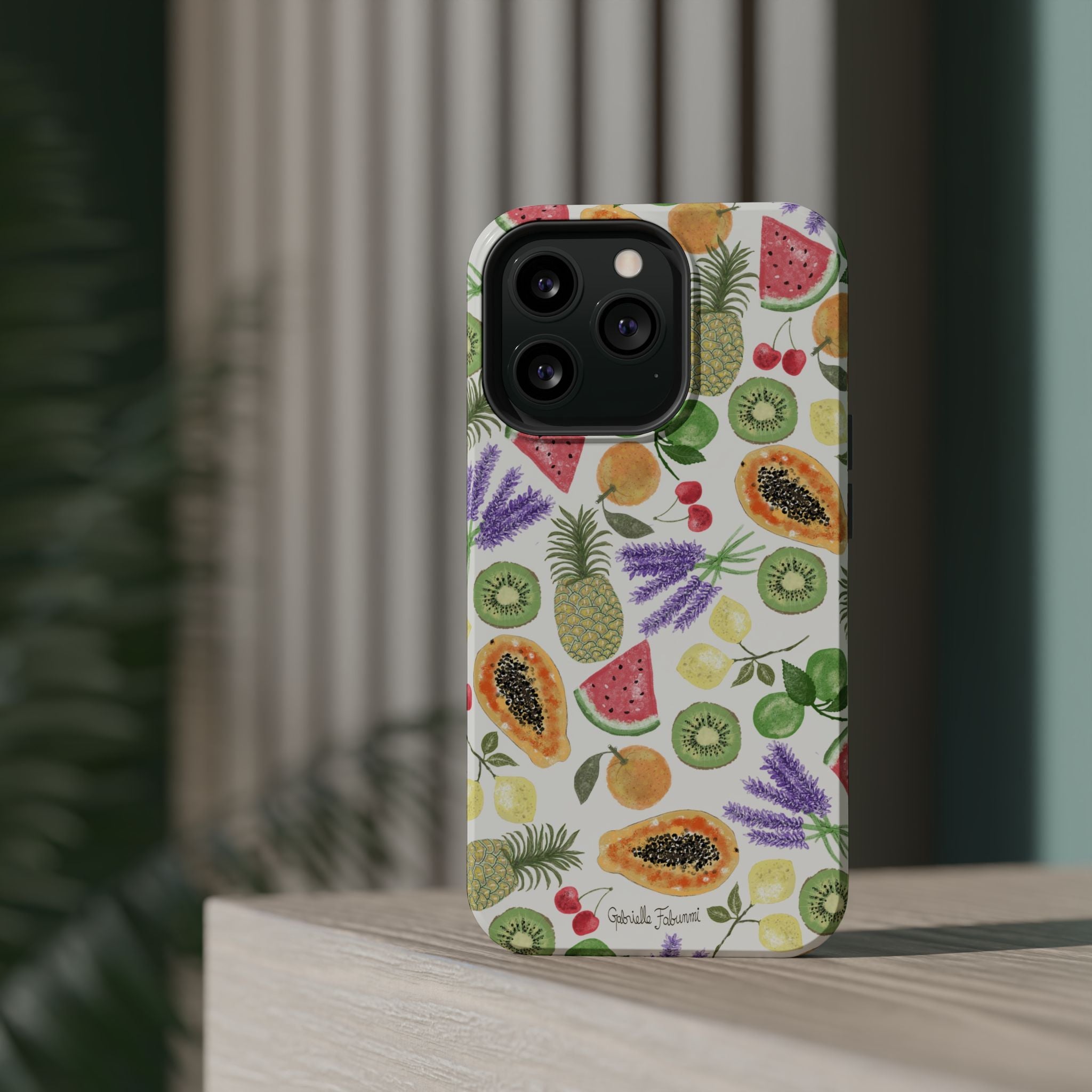 Tropical Fruit Magnetic Impact Phone Case — Watercolor Kiwi, Papaya & Watermelon