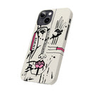 Abstract Face Line Art Slim Phone Case | Minimal Pink Accent