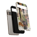 Watercolor Ink Splash Tough Phone Case — Abstract Olive, Blush & Charcoal Protective Cover