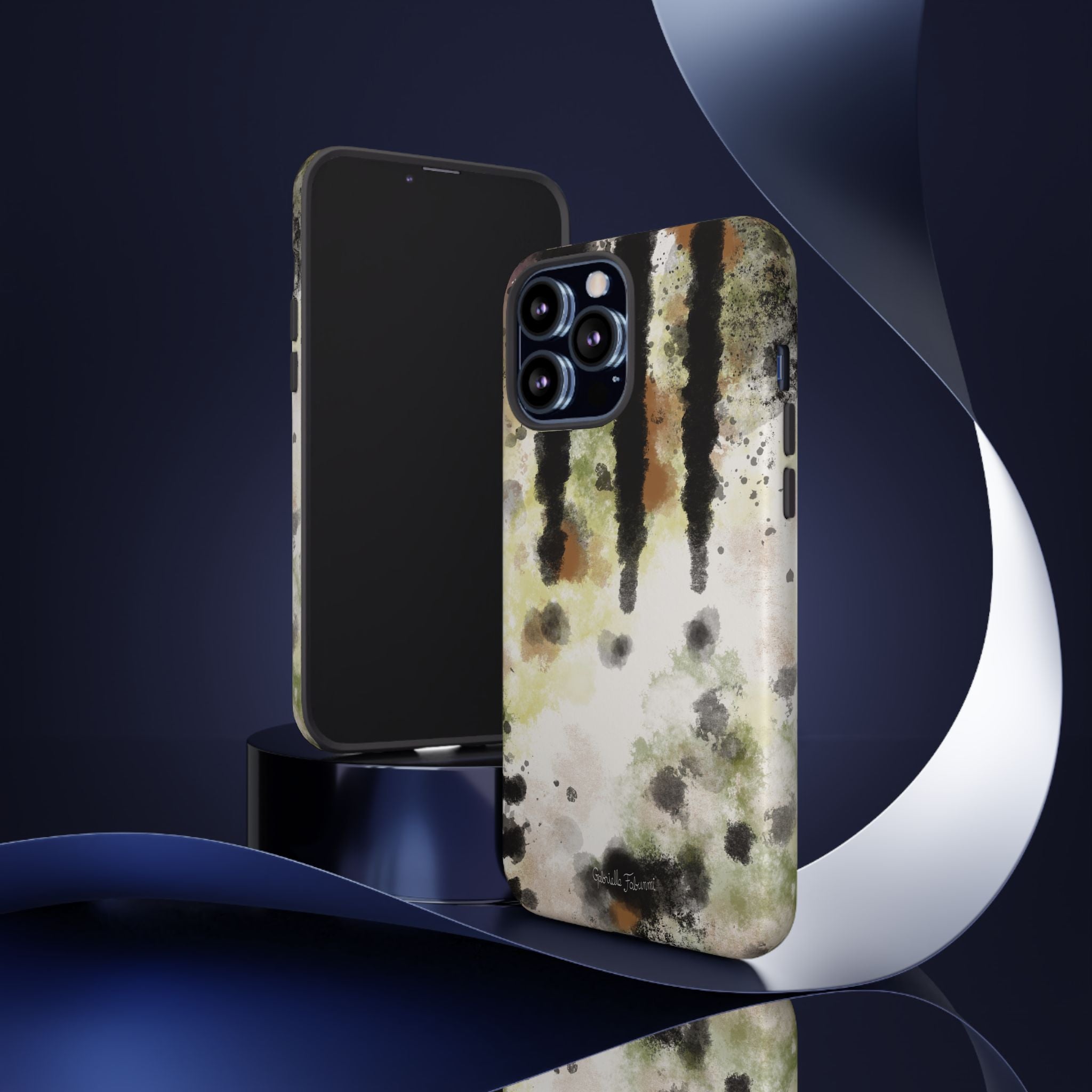 Abstract Camouflage Tough Phone Case — Watercolor Drip Design