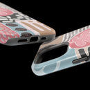 Abstract Floral Magnetic Phone Case — Impact-Resistant Protective Cover with Pink & Teal Collage Design