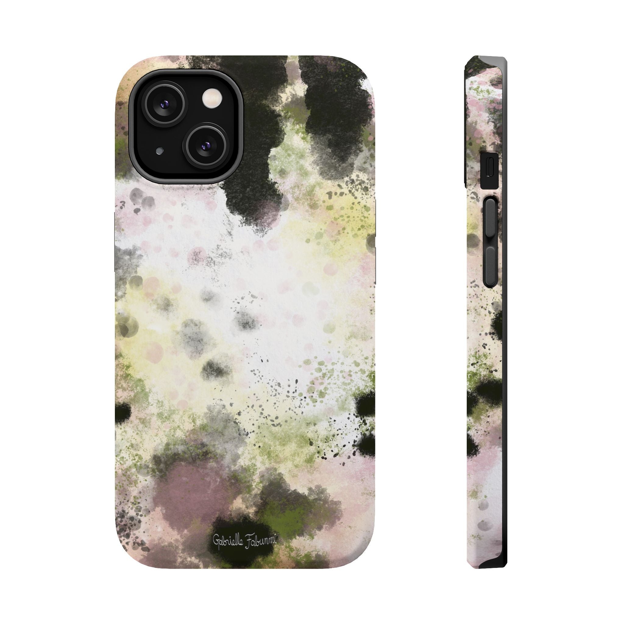 Watercolor Moss Phone Case — Impact‑Resistant Magnetic iPhone Cover