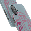 Abstract Line Face Slim Phone Case | Minimalist Portrait, Dusty Blue & Rose