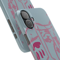 Abstract Line Face Slim Phone Case | Minimalist Portrait, Dusty Blue & Rose
