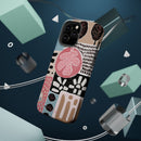 Abstract Floral Magnetic Phone Case — Impact-Resistant Protective Cover with Pink & Teal Collage Design